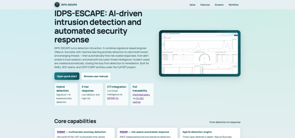 IDPS-ESCAPE-product-website